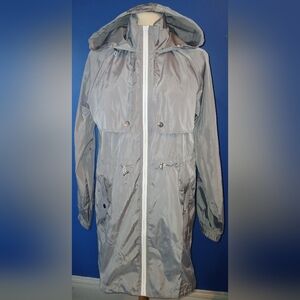Luyaa Womens Gray Hooded Rain Jacket New With Tags Size Small